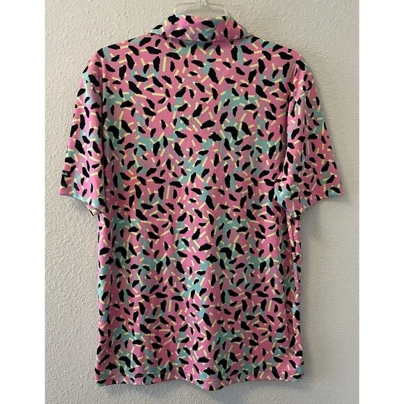 Bad Birdie Men's Polo Shirt Size Medium Short Sleeve Performance Golf 80's Retro - Picture 8 of 13